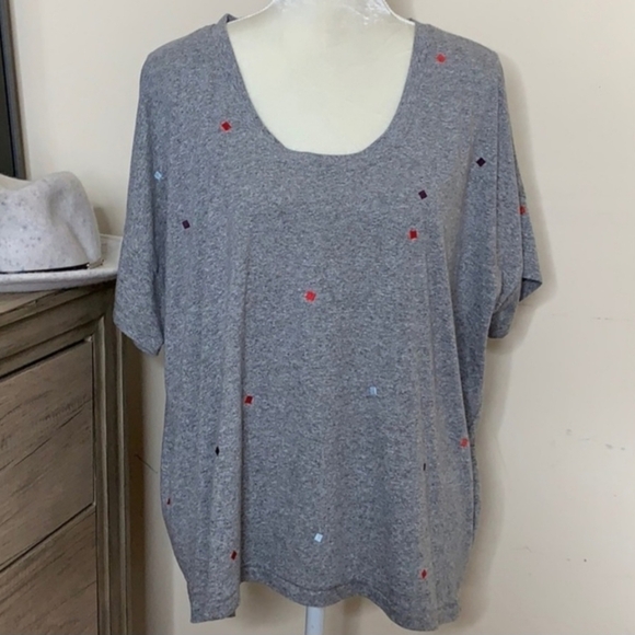 Madewell • Embroidered Squares U-Neck Short Sleeve Tee Women’s Size Small S EUC - Picture 3 of 10